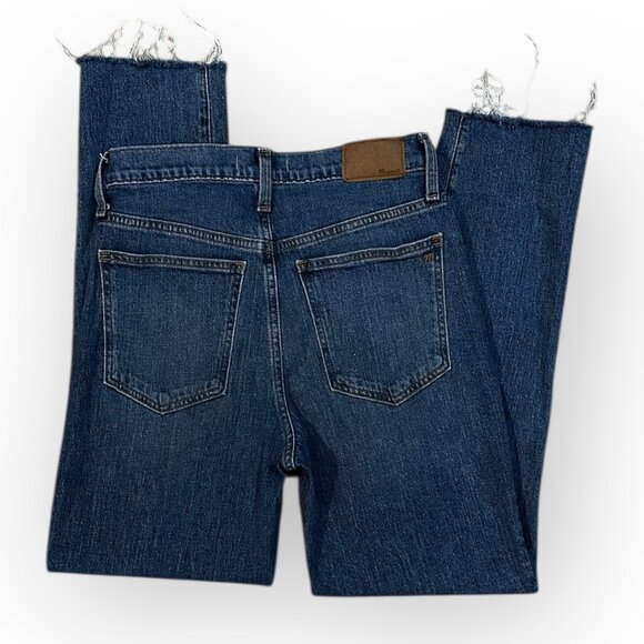 Madewell The Perfect Vintage Jeans High Waisted Dark Wash Frayed Hem - Picture 2 of 5